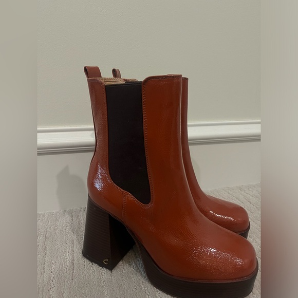 Circus by Sam Edelman Womens Stace Patent Block Heel Ankle Boots - Picture 4 of 8